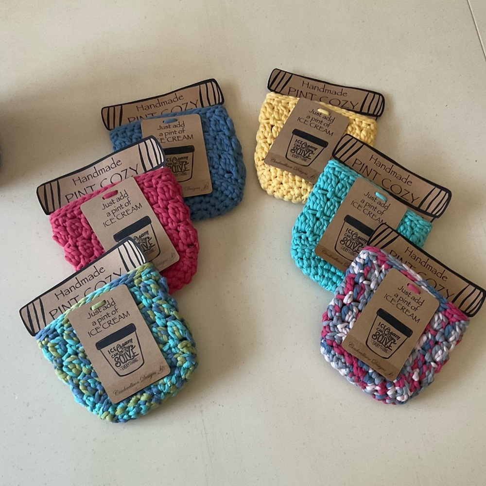 Hand Crocheted Ice Cream Pint Cozie - Your Choice of Color 🍨